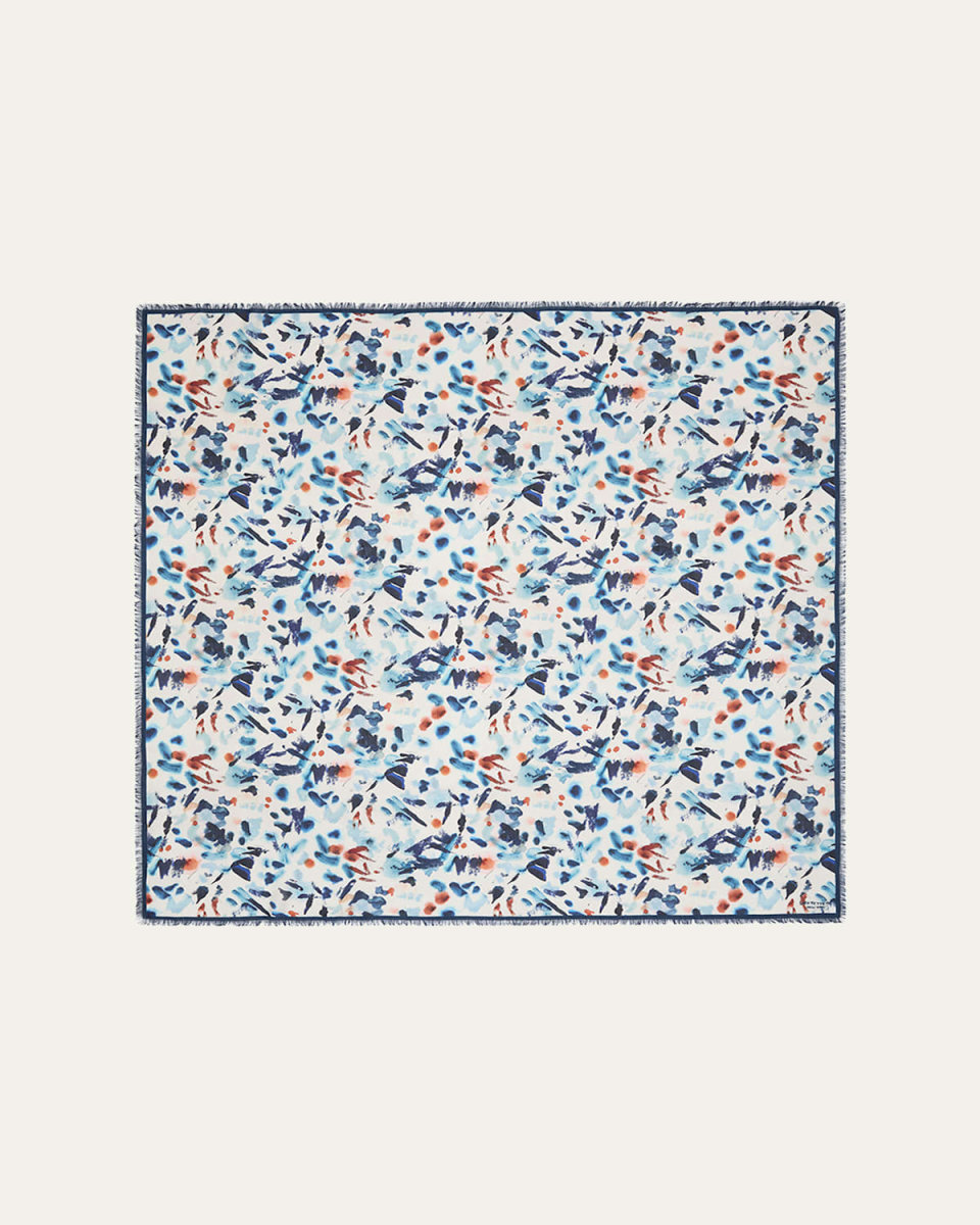 Paint Splatter Square Cashmere-Silk Scarf